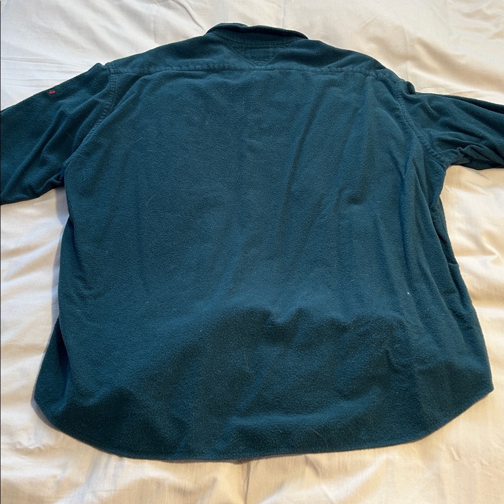 Vintage Men’s Tommy Hilfiger Dark Green Light Flannel Button-Up Shirt Shacket XL - Picture 2 of 8